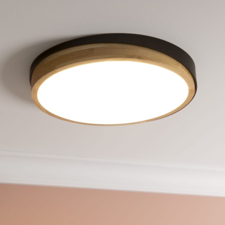 Brilliant - LED Pritemdomas lubinis šviestuvas BAARLO LED/24W/230V diametras 35 cm juoda/Kietmedis - FSC sertifikuota