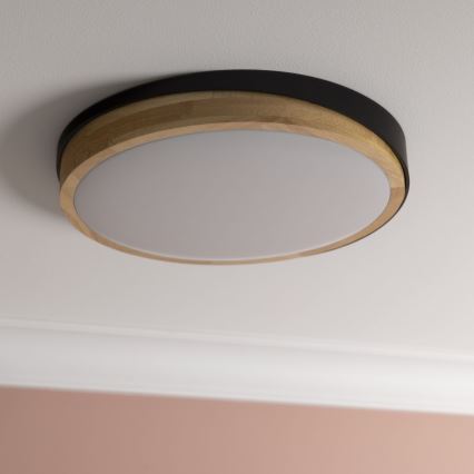 Brilliant - LED Pritemdomas lubinis šviestuvas BAARLO LED/24W/230V diametras 35 cm juoda/Kietmedis - FSC sertifikuota