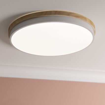 Brilliant - LED Pritemdomas lubinis šviestuvas BAARLO LED/36W/230V 3000-6500K diametras 50 cm balta/Kietmedis + nuotolinio valdymo pultas - FSC sertifikuota