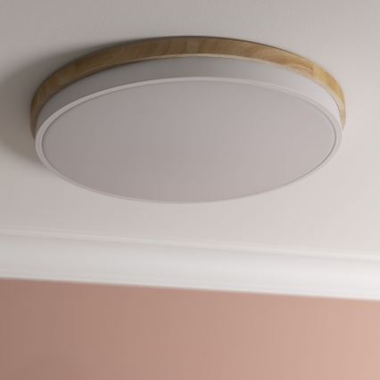 Brilliant - LED Pritemdomas lubinis šviestuvas BAARLO LED/36W/230V 3000-6500K diametras 50 cm balta/Kietmedis + nuotolinio valdymo pultas - FSC sertifikuota