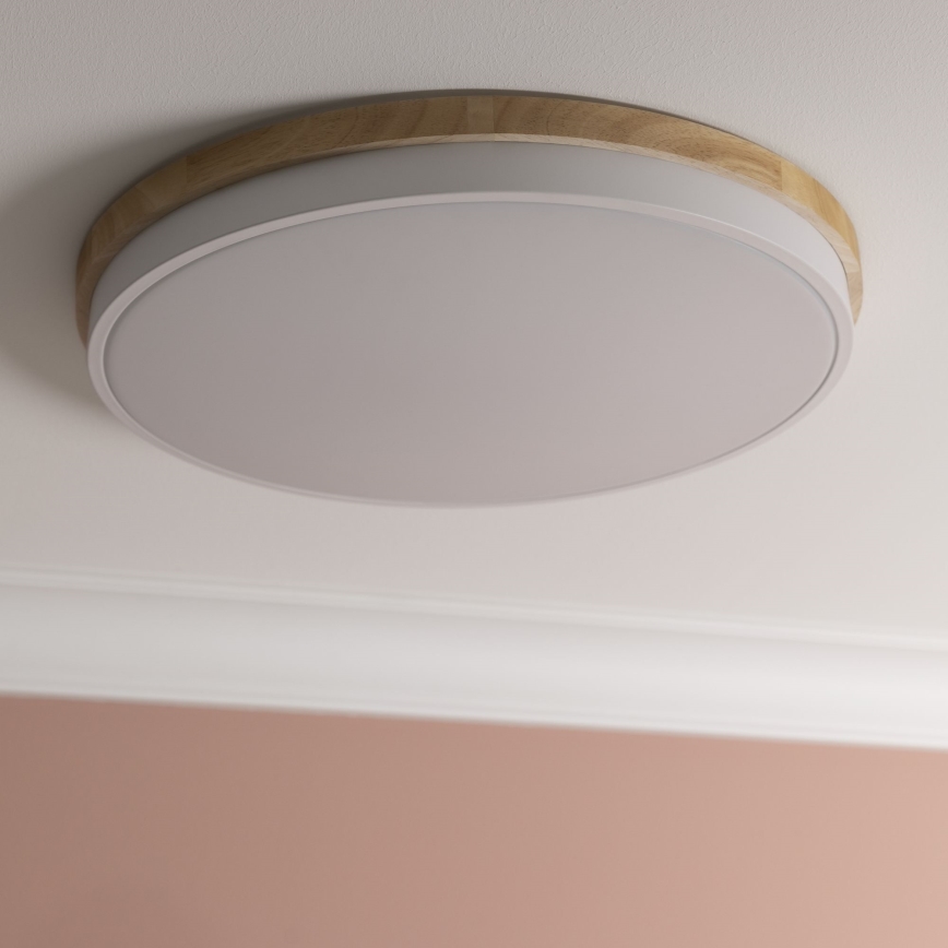 Brilliant - LED Pritemdomas lubinis šviestuvas BAARLO LED/36W/230V 3000-6500K diametras 50 cm balta/Kietmedis + nuotolinio valdymo pultas - FSC sertifikuota