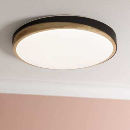 Brilliant - LED Pritemdomas lubinis šviestuvas BAARLO LED/36W/230V 3000-6500K diametras 50 cm juoda/Kietmedis + nuotolinio valdymo pultas - FSC sertifikuota
