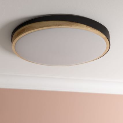 Brilliant - LED Pritemdomas lubinis šviestuvas BAARLO LED/36W/230V 3000-6500K diametras 50 cm juoda/Kietmedis + nuotolinio valdymo pultas - FSC sertifikuota