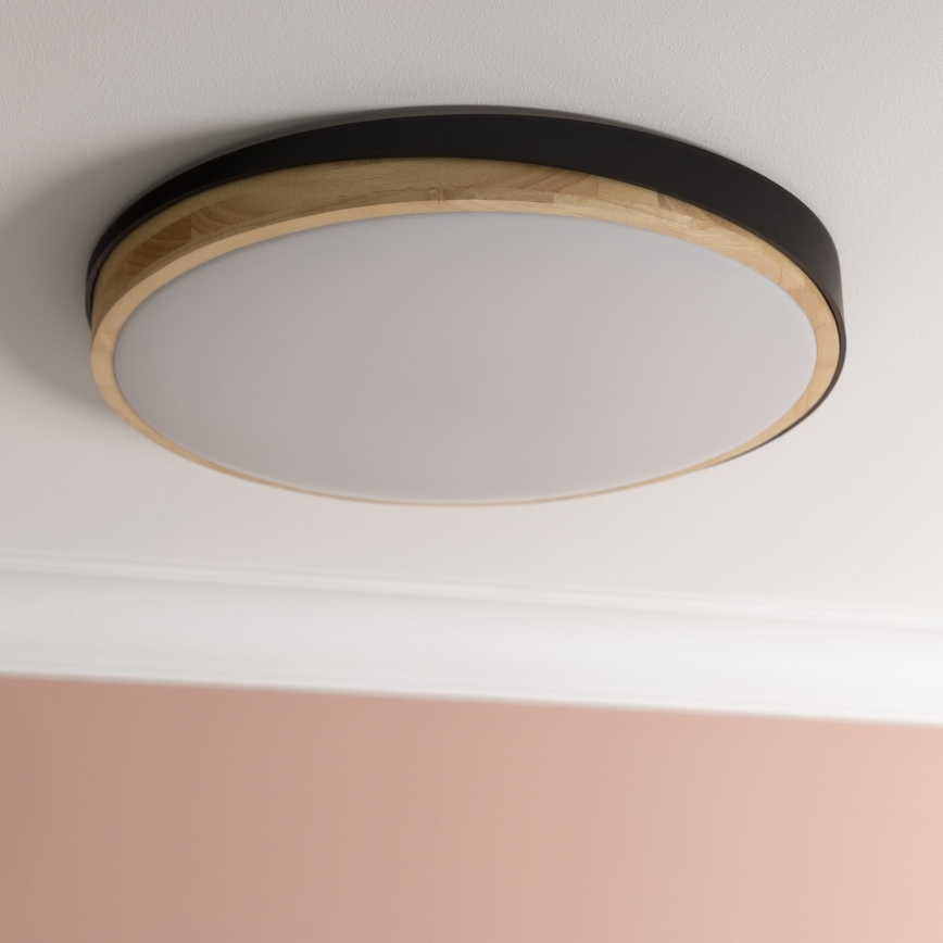 Brilliant - LED Pritemdomas lubinis šviestuvas BAARLO LED/36W/230V 3000-6500K diametras 50 cm juoda/Kietmedis + nuotolinio valdymo pultas - FSC sertifikuota