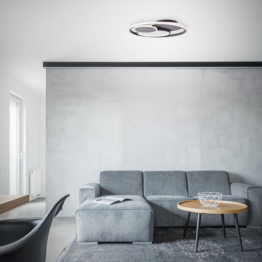 Brilliant - LED Pritemdomas lubinis šviestuvas RUNDA LED/50W/230V 3000-6500K juoda + nuotolinio valdymo pultas
