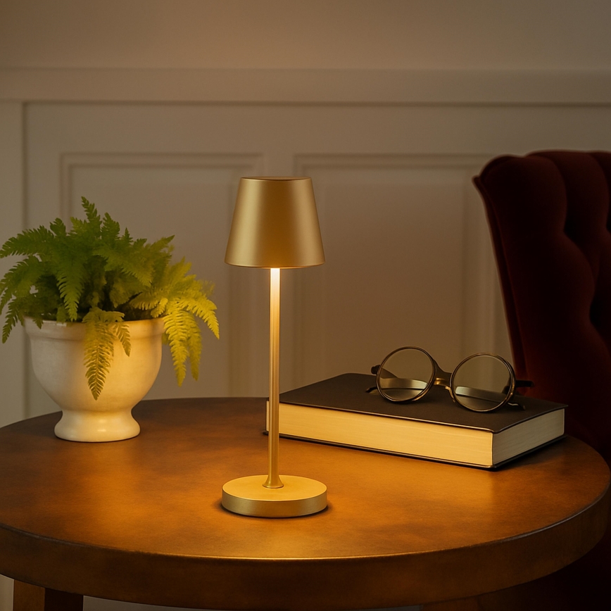 Brilliant - LED Dimeriuojama įkraunama jutiklinė lauko stalo lempa ELORA LED/2,5W/5V 2700K 2600 mAh IP44 auksinė