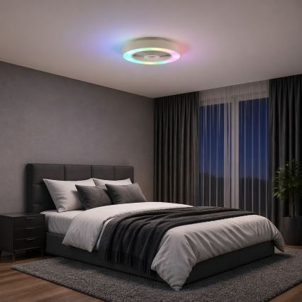 Brilliant - Reguliuojamas LED RGBW lubinis šviestuvas su ventiliatoriumi CATANIA LED/37W/230V 2700-6500K skersmuo 48,6 cm smėlinė + nuotolinis valdymas
