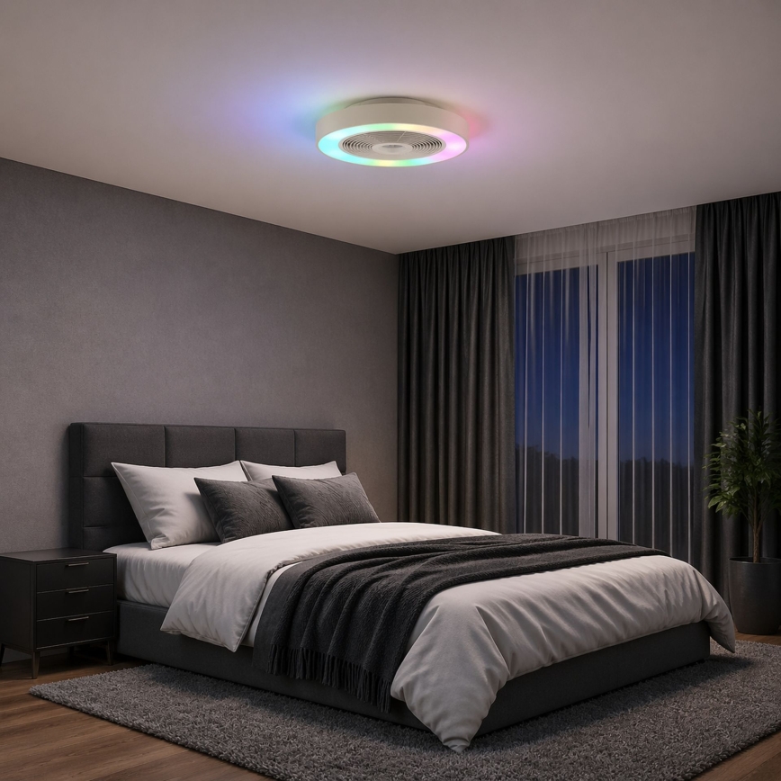 Brilliant - Reguliuojamas LED RGBW lubinis šviestuvas su ventiliatoriumi CATANIA LED/37W/230V 2700-6500K skersmuo 48,6 cm smėlinė + nuotolinis valdymas