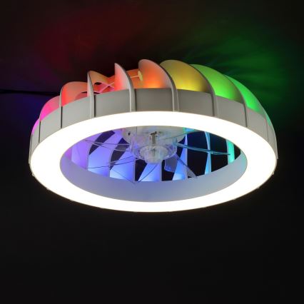 Brilliant - LED RGBW Pritemdomas lubinis ventiliatorius su šviestuvu FANORA LED/30W/230V 2700-6500K diametras 46 cm balta + nuotolinio valdymo pultas