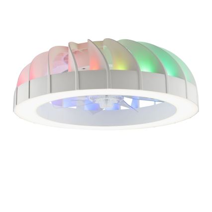 Brilliant - LED RGBW Pritemdomas lubinis ventiliatorius su šviestuvu FANORA LED/30W/230V 2700-6500K diametras 46 cm balta + nuotolinio valdymo pultas