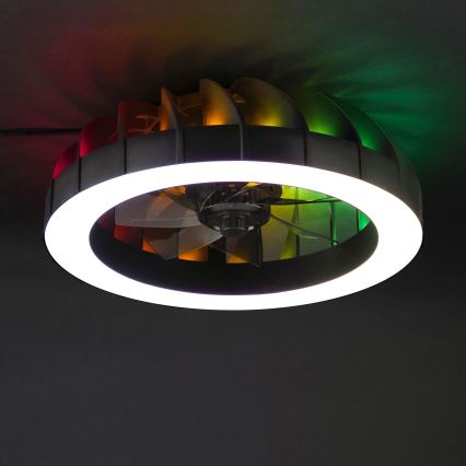 Brilliant - LED RGBW Pritemdomas lubinis ventiliatorius su šviestuvu FANORA LED/30W/230V 2700-6500K diametras 46 cm juoda + nuotolinio valdymo pultas