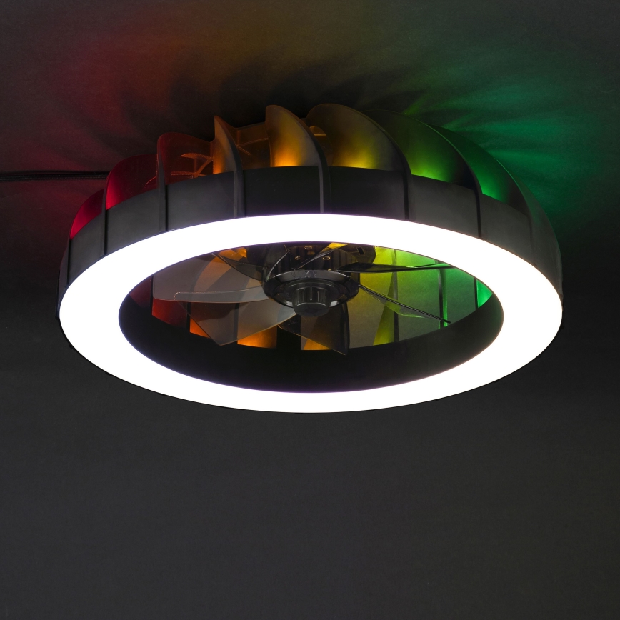 Brilliant - LED RGBW Pritemdomas lubinis ventiliatorius su šviestuvu FANORA LED/30W/230V 2700-6500K diametras 46 cm juoda + nuotolinio valdymo pultas