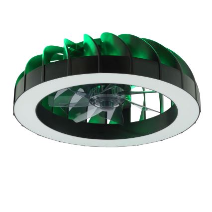 Brilliant - LED RGBW Pritemdomas lubinis ventiliatorius su šviestuvu FANORA LED/30W/230V 2700-6500K diametras 46 cm juoda + nuotolinio valdymo pultas