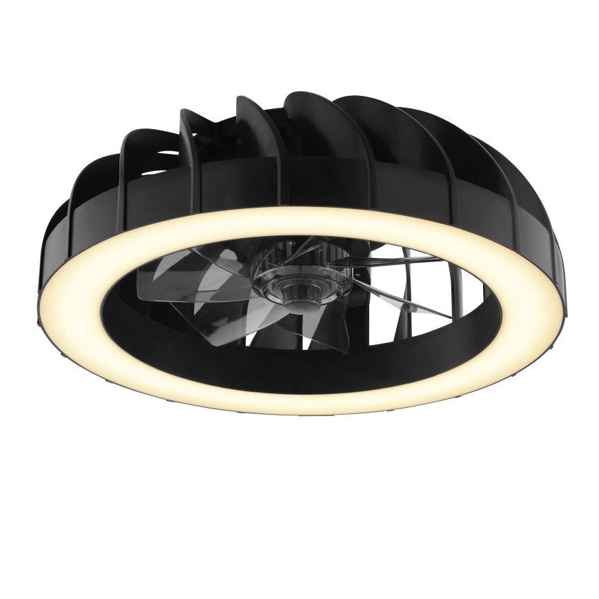 Brilliant - LED RGBW Pritemdomas lubinis ventiliatorius su šviestuvu FANORA LED/30W/230V 2700-6500K diametras 46 cm juoda + nuotolinio valdymo pultas