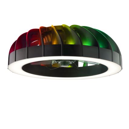 Brilliant - LED RGBW Pritemdomas lubinis ventiliatorius su šviestuvu FANORA LED/30W/230V 2700-6500K diametras 46 cm juoda + nuotolinio valdymo pultas