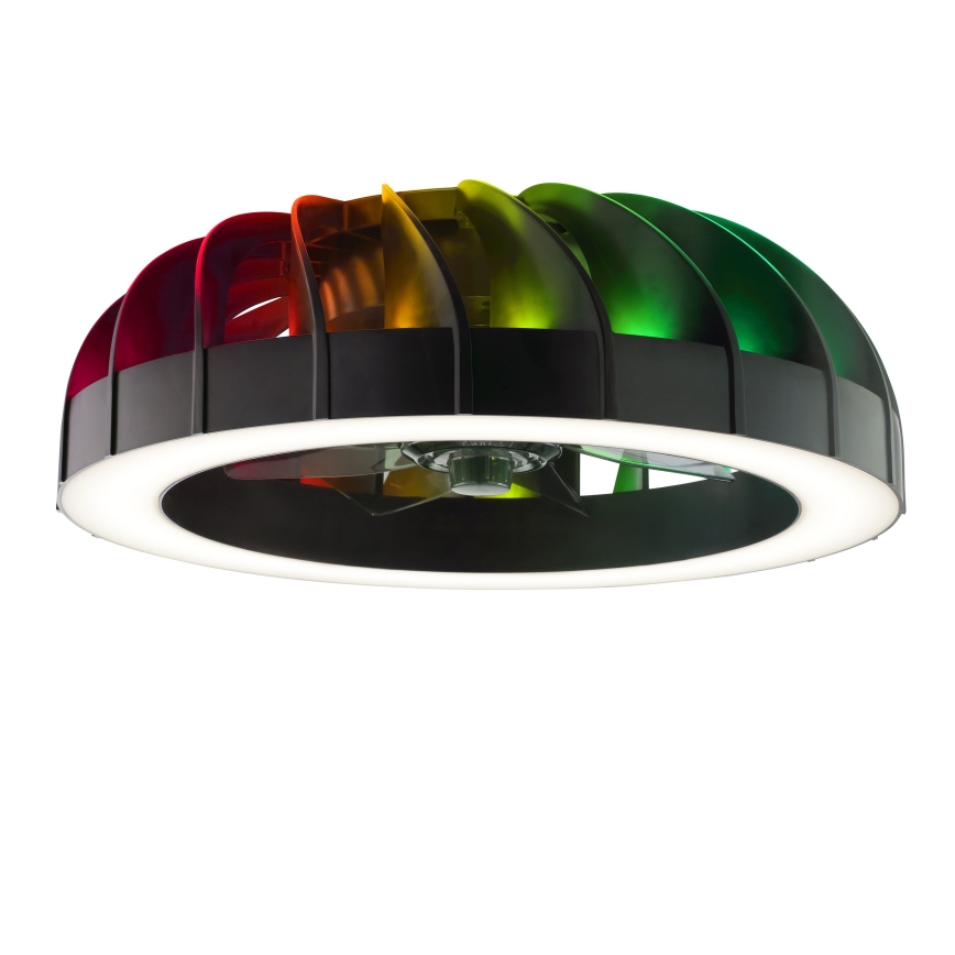 Brilliant - LED RGBW Pritemdomas lubinis ventiliatorius su šviestuvu FANORA LED/30W/230V 2700-6500K diametras 46 cm juoda + nuotolinio valdymo pultas