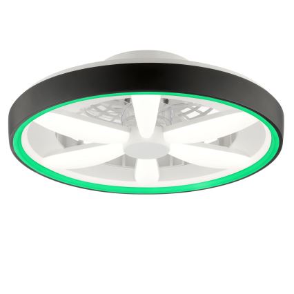 Brilliant - LED RGBW Pritemdomas lubinis ventiliatorius su šviestuvu GAIANO LED/48W/230V 2700-6500K juoda + nuotolinio valdymo pultas
