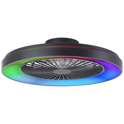 Brilliant - LED RGBW Pritemdomas lubinis ventiliatorius MAZZARO LED/24W/230V 3000-6500K diametras 58 cm juoda + nuotolinio valdymo pultas