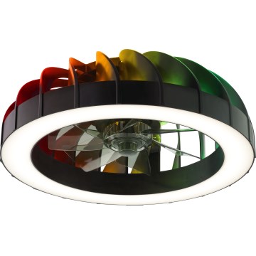 Brilliant - LED RGBW Pritemdomas lubinis ventiliatorius su šviestuvu FANORA LED/30W/230V 2700-6500K diametras 46 cm juoda + nuotolinio valdymo pultas