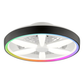 Brilliant - LED RGBW Pritemdomas lubinis ventiliatorius su šviestuvu GAIANO LED/48W/230V 2700-6500K juoda + nuotolinio valdymo pultas