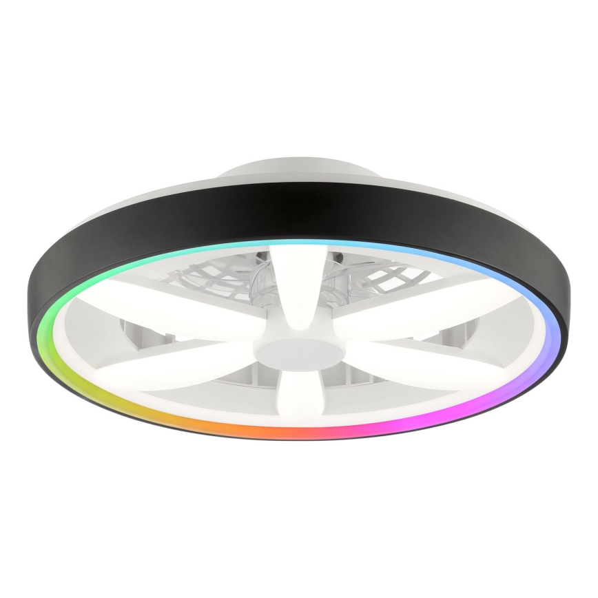 Brilliant - LED RGBW Pritemdomas lubinis ventiliatorius su šviestuvu GAIANO LED/48W/230V 2700-6500K juoda + nuotolinio valdymo pultas