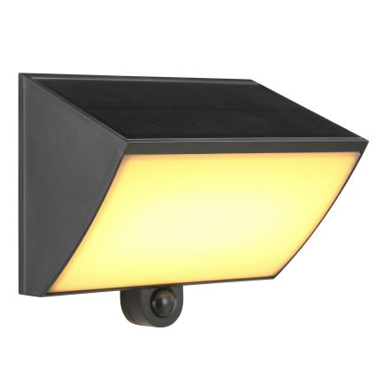Brilliant - SIERRA saulės LED sieninis šviestuvas su jutikliu LED/6W/3,7V 2700/4000/6500K 2000 mAh IP54 juodas