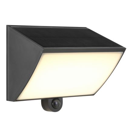 Brilliant - SIERRA saulės LED sieninis šviestuvas su jutikliu LED/6W/3,7V 2700/4000/6500K 2000 mAh IP54 juodas