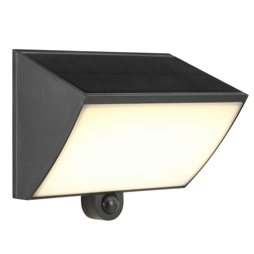 Brilliant - SIERRA saulės LED sieninis šviestuvas su jutikliu LED/6W/3,7V 2700/4000/6500K 2000 mAh IP54 juodas