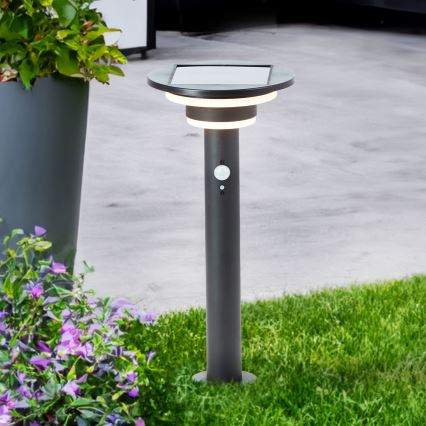 Brilliant - LED šviestuvas, įkraunamas saulės energija su jutikliu GARVINA LED/3W/3,7V 45 cm IP44 juoda