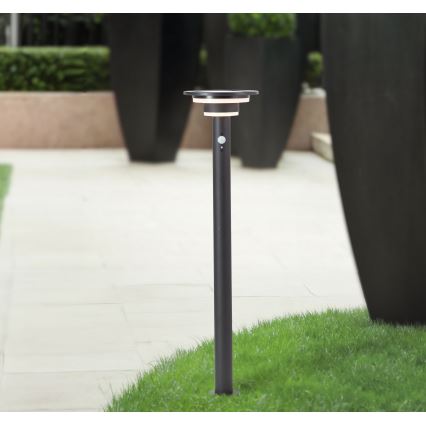 Brilliant - LED šviestuvas, įkraunamas saulės energija su jutikliu GARVINA LED/3W/3,7V 2000 mAh 85 cm IP44 juoda