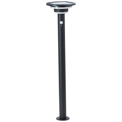 Brilliant - LED šviestuvas, įkraunamas saulės energija su jutikliu GARVINA LED/3W/3,7V 2000 mAh 85 cm IP44 juoda
