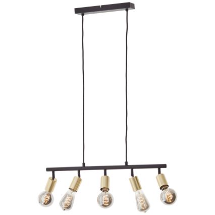 Brilliant - Liustra su laidu 5xE27/28W/230V juoda/žalvarinė