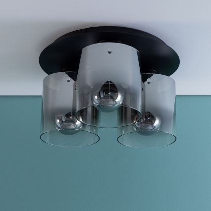 Brilliant - Lubinis šviestuvas BETH 3xE27/60W/230V skersmuo 37 cm juodas/dūminis