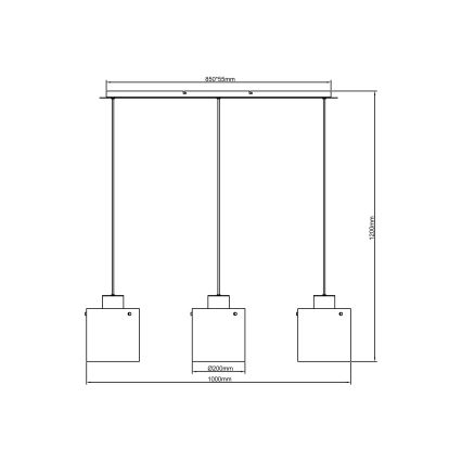 Brilliant - Pakabinama liustra ant laido BETH 3xE27/60W/230V juoda/dūminė