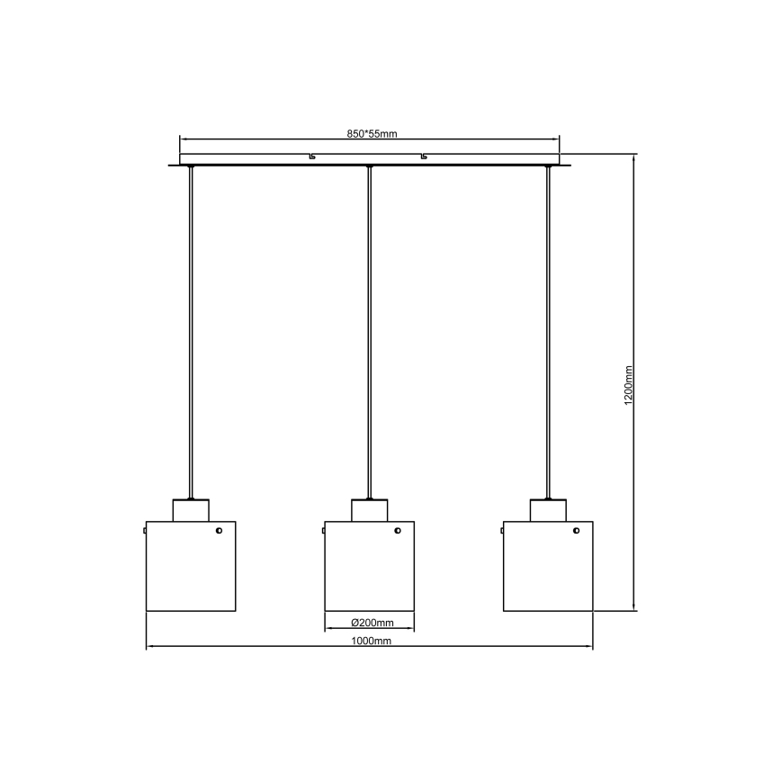 Brilliant - Pakabinama liustra ant laido BETH 3xE27/60W/230V juoda/dūminė