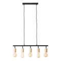 Brilliant - Pakabinama liustra ant laido TIFFANY 5xE27/28W/230V juoda/bambukas
