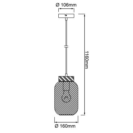 Brilliant - Pakabinama liustra GIADA 1xE27/40W/230V, skersmuo 16 cm, pilka