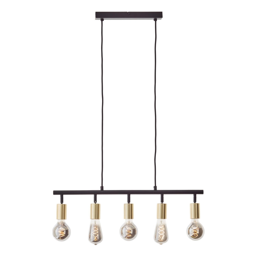 Brilliant - Pakabinama liustra TIFFANY 5xE27/28W/230V, juoda/žalvaris