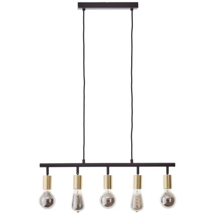 Brilliant - Pakabinama liustra TIFFANY 5xE27/28W/230V, juoda/žalvaris