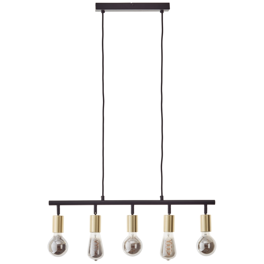 Brilliant - Pakabinama liustra TIFFANY 5xE27/28W/230V, juoda/žalvaris