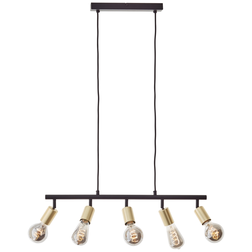 Brilliant - Pakabinama liustra TIFFANY 5xE27/28W/230V, juoda/žalvaris