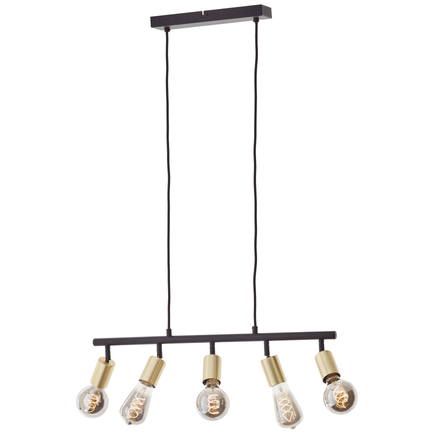 Brilliant - Pakabinama liustra TIFFANY 5xE27/28W/230V, juoda/žalvaris