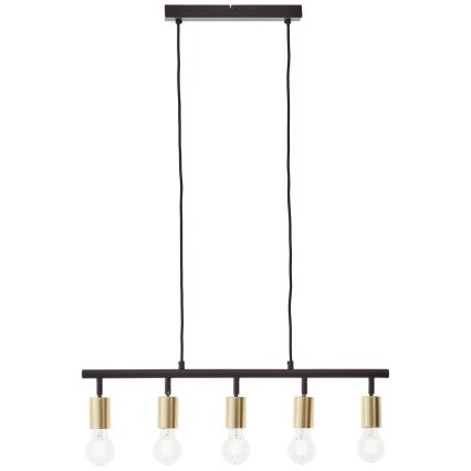 Brilliant - Pakabinama liustra TIFFANY 5xE27/28W/230V, juoda/žalvaris