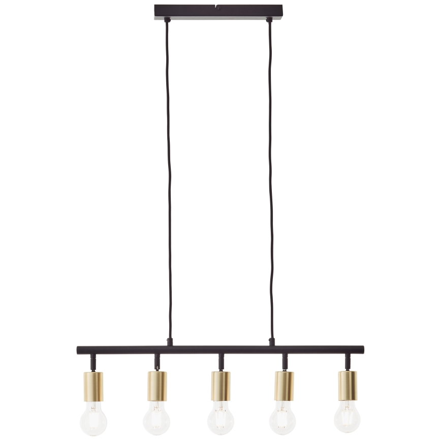 Brilliant - Pakabinama liustra TIFFANY 5xE27/28W/230V, juoda/žalvaris