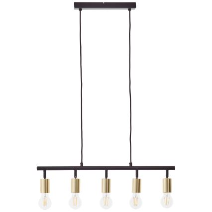 Brilliant - Pakabinama liustra TIFFANY 5xE27/28W/230V, juoda/žalvaris