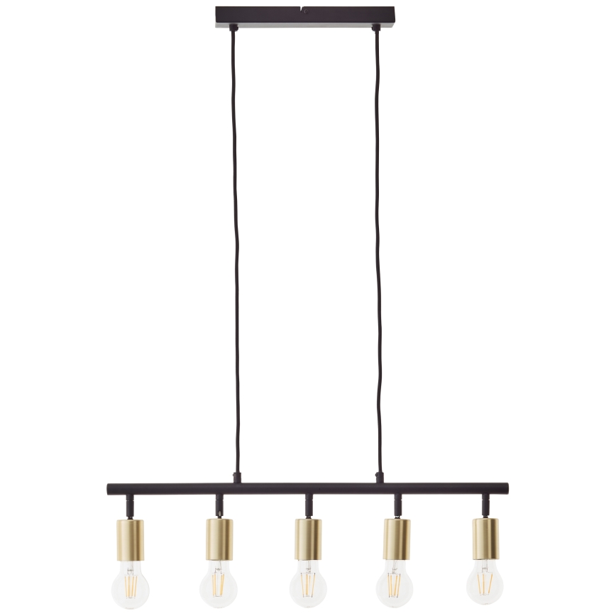 Brilliant - Pakabinama liustra TIFFANY 5xE27/28W/230V, juoda/žalvaris