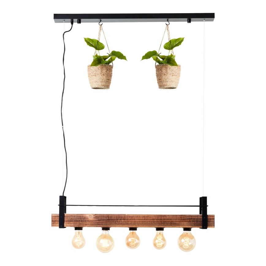 Brilliant - Pakabinamas šviestuvas ant laido BANKWOOD 5xE27/28W/230V topolis