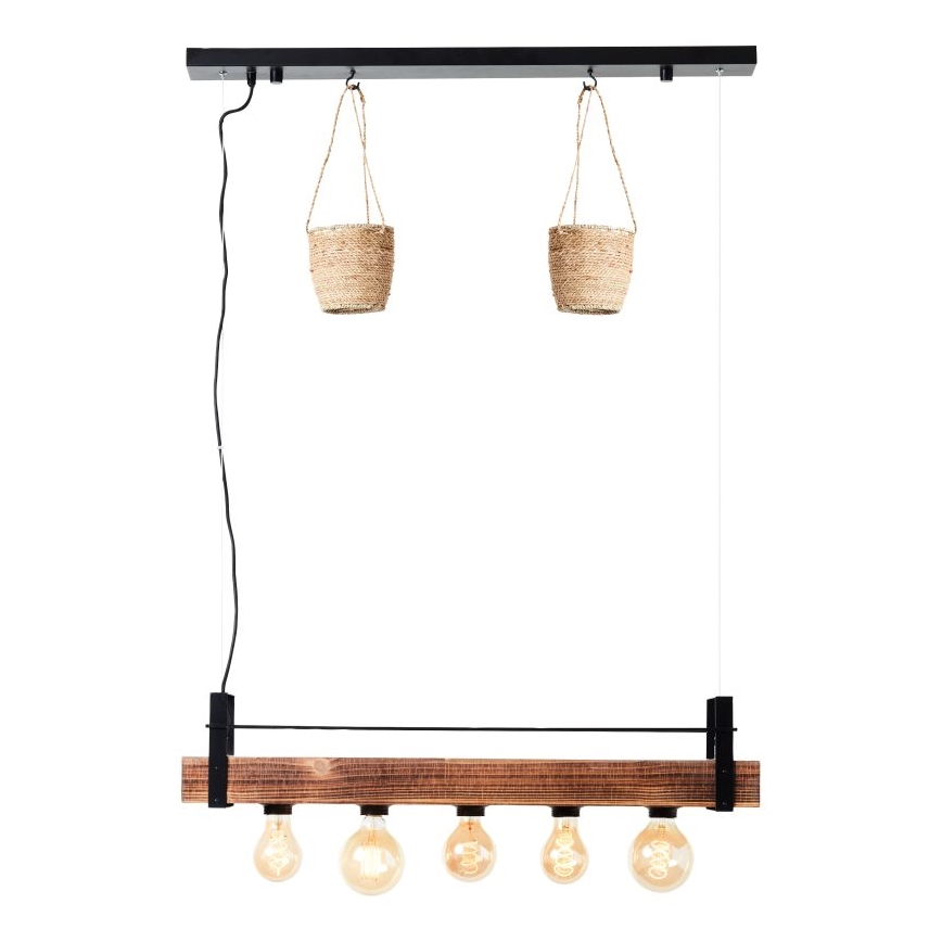 Brilliant - Pakabinamas šviestuvas ant laido BANKWOOD 5xE27/28W/230V topolis