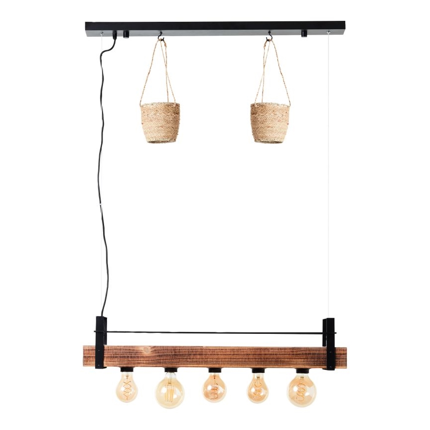 Brilliant - Pakabinamas šviestuvas ant laido BANKWOOD 5xE27/28W/230V topolis