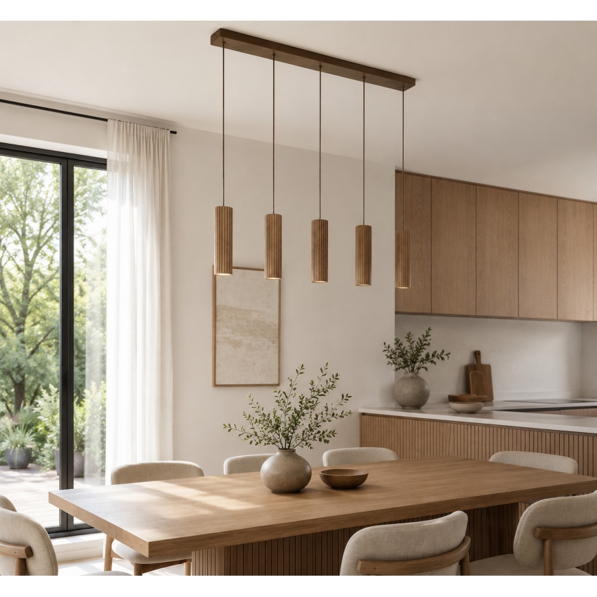 Brilliant - Pakabinamas šviestuvas ant laido LAKEWOOD 5xGU10/10W/230V rudos spalvos